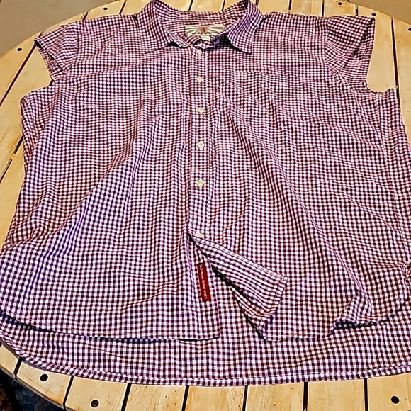 💥4 for$25💥 Women's 2xl small Plaid Button Down Sleeveless Cool and light - Picture 2 of 4